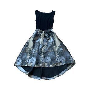 Leslie Fay Dress Fit And Flare Metallic Black Gold Silver Size 6 Sleeveless NWT